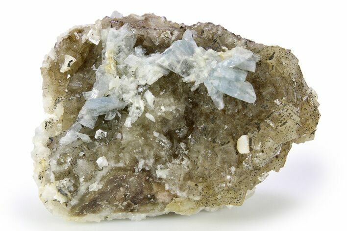 Tabular Blue Barite Crystal Cluster on Fluorite - Spain #255704